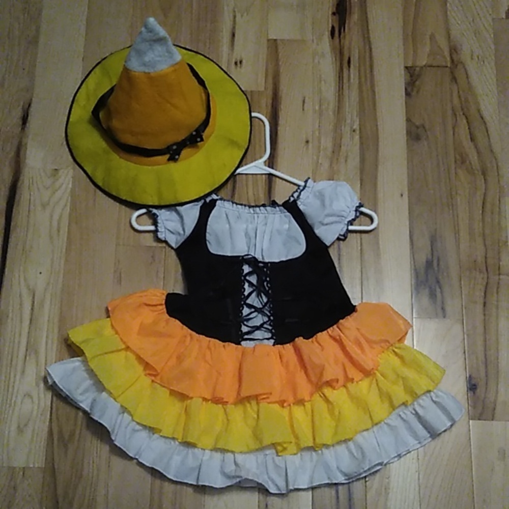 Leg Avenue Costume Kids Medium 7-10 KANDY CORN WITCH Halloween Costume